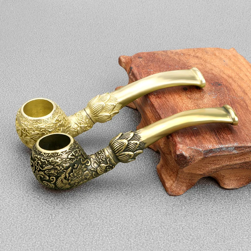 Vape Decoration - โบราณมือแกะสลักปลาคาร์พท่อทองเหลืองทองแดงผู้ถือบุหรี่ Figurines Miniatures ท่อยาสูบเครื่องประดับตกแต่งบ้านสร้างสรรค์