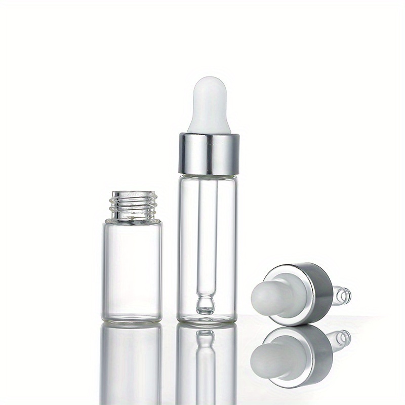 Juice Bottle Dropper - 10pcs MINI Dropper ขวดแก้วน้ํามันหอมระเหยขวด Silver Cap
