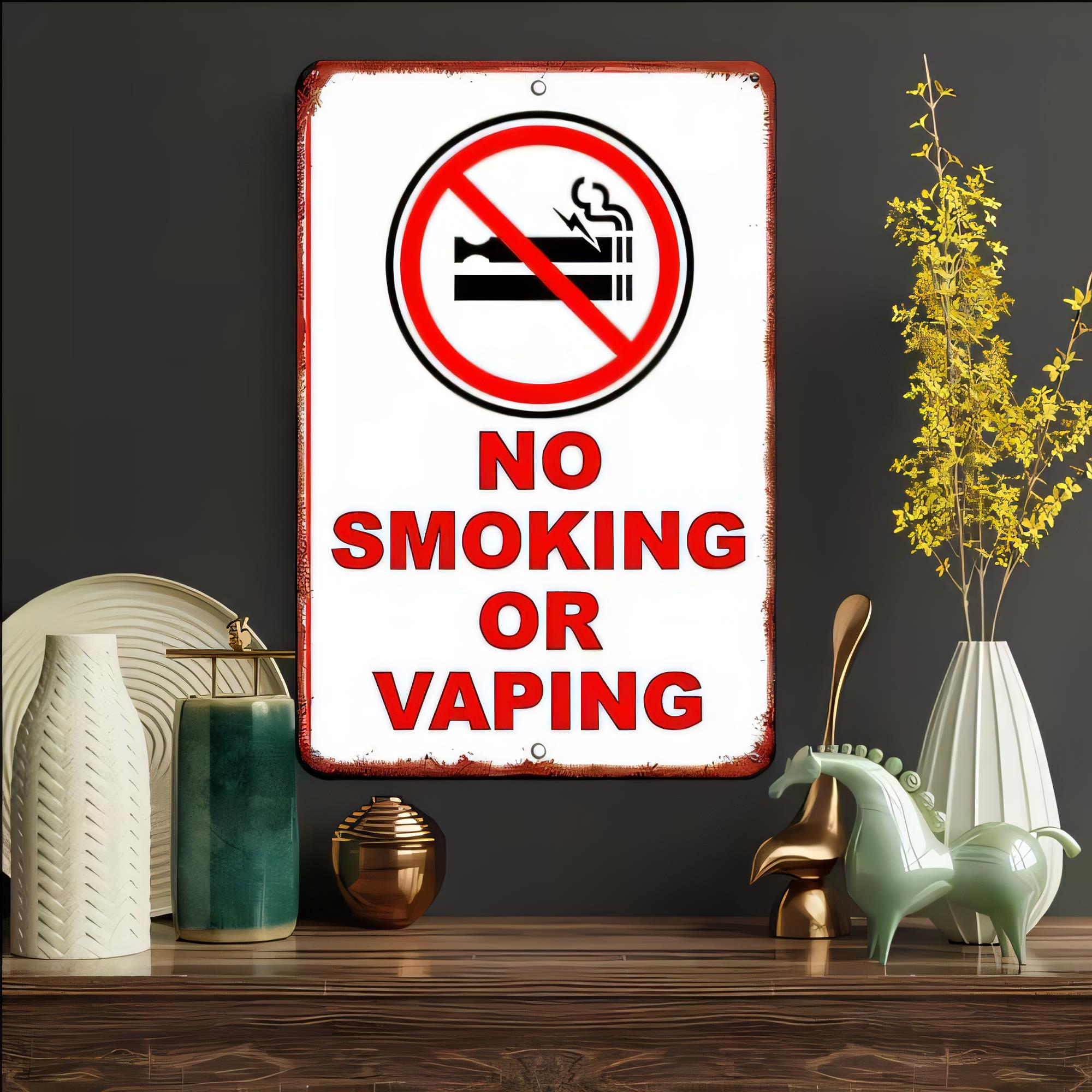 ป้ายโลหะเตือนห้ามสูบบุหรี่หรือ - Vape Decoration บทวิจารณ์และราคา
